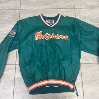 Vintage Miami Dolphins XL NFL Proline Starter Pull Over Green Bomber Jacket
