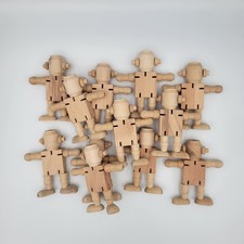 12 Unfinished Wooden Robots, Poseable DIY Wood Dolls for Painting and Crafts