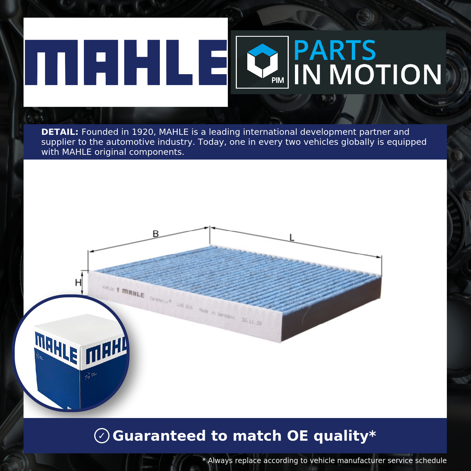 Pollen / Cabin Filter fits VW T-CROSS C11 1.0 1.5 1.6D 2018 on Mahle 2Q0819669