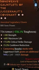 Diablo 4 S11 4GA Gloves Strength max life Critical damage and CDR