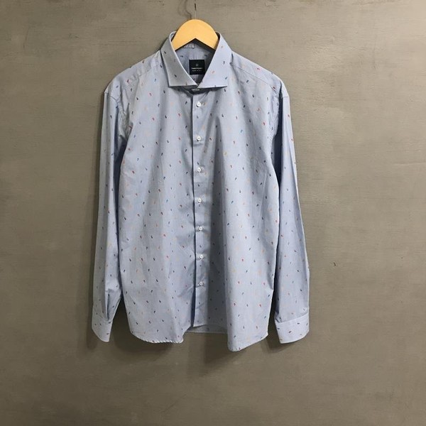 Men Lie Bei Shirt Blue Cotton 42 / XL / 50