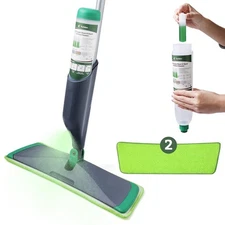 Floor Spray Mop with Bio-Enzyme Cleaner, Refillable Mop for All Floors, 2 Was...