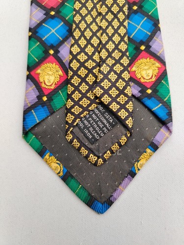 Gianni Versace GV Jacquard Seide Designer Krawatte Medusa Karomuster Luxus Krawatte - Bild 7 von 22