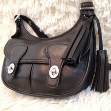 COACH Legacy Amanda Tassel Crossbody Shoulder Bag Black Leather Used Authentic
