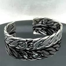 925 Silver Adjustable Men Silver Cuff Heavy Men Bangle Cuff