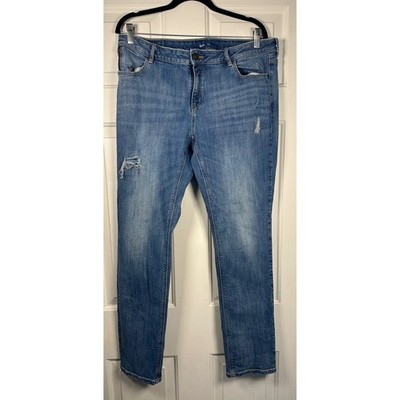 Yessica C&A Women Slim Fit Distressed Medium Wash Blue Jeans  US14 31'' Inseam
