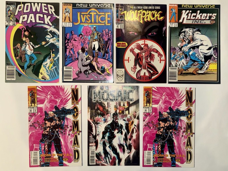 1983 - 2017 Mixed Lot of 7 Comic Book Books Wolfpack, Kickers, Justice, Mosaic +