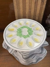 Norleans Brand Deviled Egg Platter Serving Plate Vintage Multi Color Ceramic 001