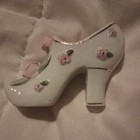 Vintage Miniature Porcelain Ceramic Woman’s Shoe Pink Rose Floral Decor Japan — photo 3