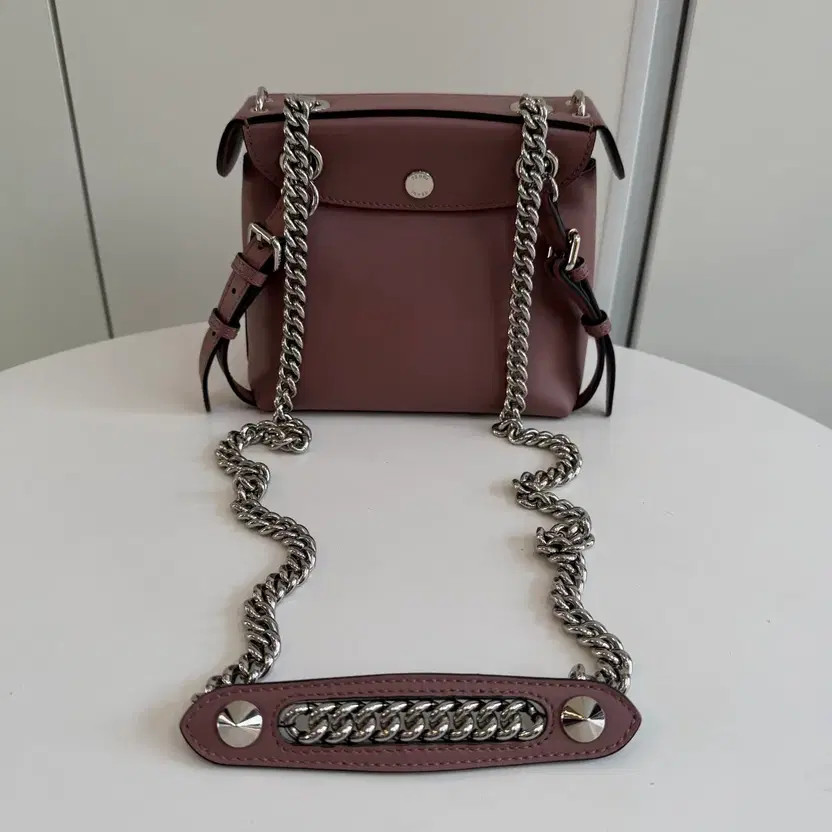 Fendi Kan I Mini Chain Backpack, Authentic, Silver Leather thumbnail 5