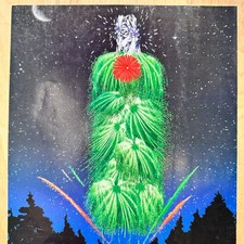 1991 Tanqueray Gin Fireworks Forest Skyline Vintage Print Ad Alcohol Advert Art