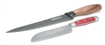 Two Simple Kitchen Knives Cuisinart & Lueki With 5'' & 8'' Blade. Used & Good. SEE