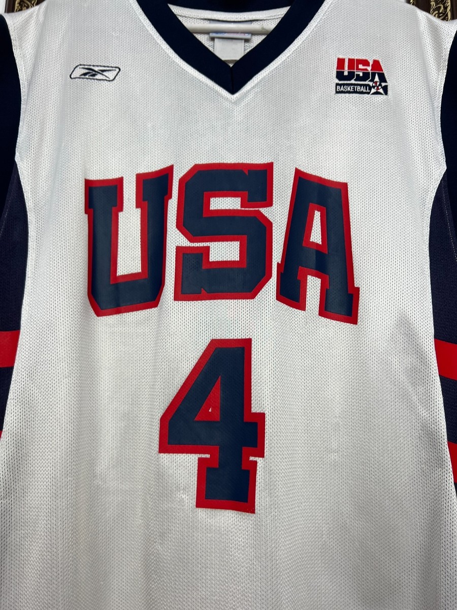 Vintage Reebok Team USA Iverson White Jersey Basketball Mens Shirt
