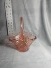 Vintage Fenton pink Depression Glass Diamond glass basket Beautiful