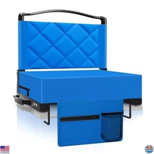 Comfortable Blue Stadium Seats with Back Support, Thick Padding & Cup Holder!