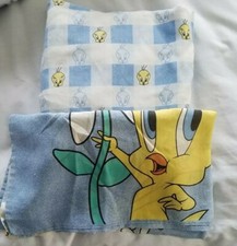 Tweety Bird Twin Size Bed Sheet 1 Fitted  1 Pillow Case Fabric Vintage 1998