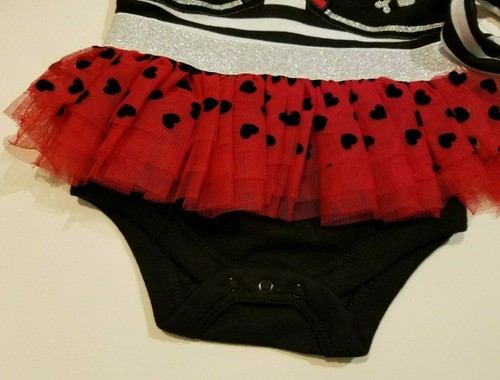 Infant Celebrate Halloween Bodysuit & Headband Black Red Silver 0-3 3-6 6-9M - Picture 4 of 6