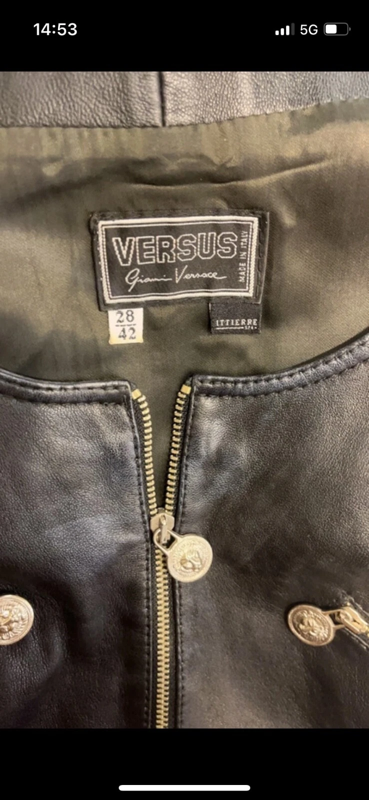 versace gianni mini dress black leather Vintage 90s