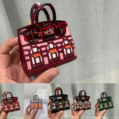 Leather Mini Wallet Lipstick Bag Ladies Keychain Car Bag Charm for AirPods Cute