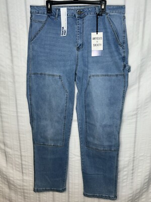 NWT Articles Of Society Painter Double Knee Carpenter Jeans Size 38x30 Light Was