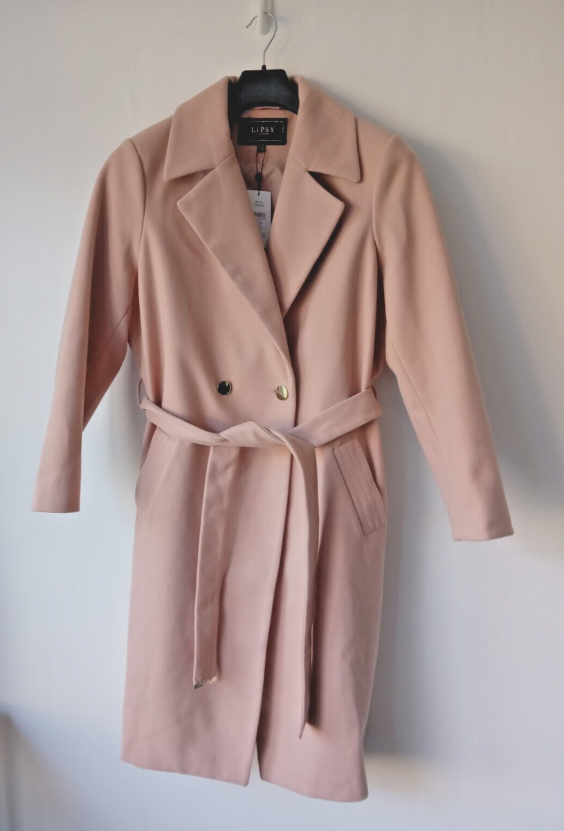 Wool Lipsy Double Collar Robe Coat Lipsy Black Wool Blend Double - Main Image