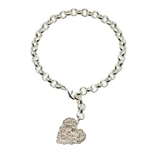 Silver plated heart tag charm friendship bracelet - Rowan S by Bello London