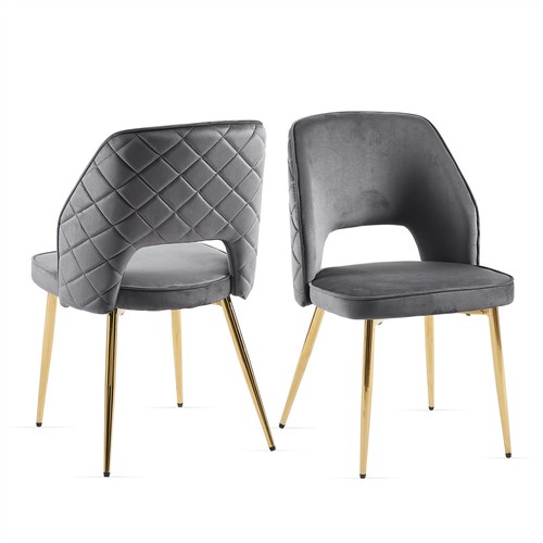 Set of 4 Velvet Dining Chair Upholstered Chair Kitchen Dining Chair w/ Metal Leg - Picture 6 of 48
