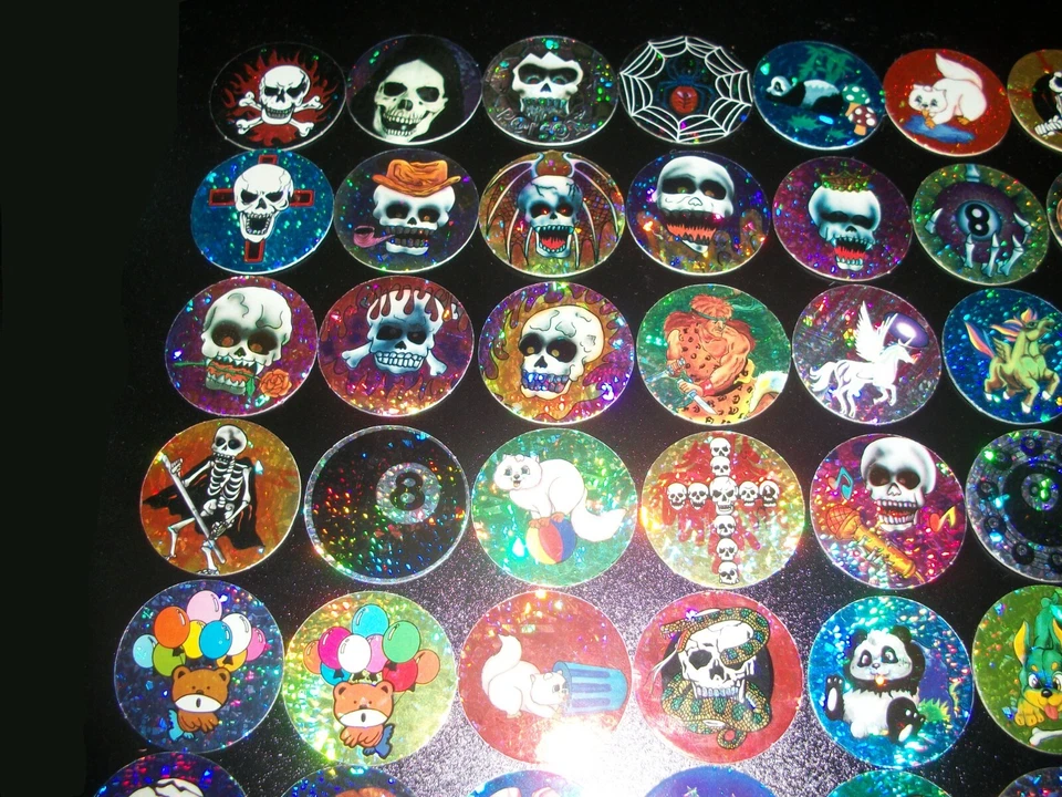 Lote de 100 tapas de leche Foil Prism Pog colección todos los diferentes Pogs Foto 2 de 4