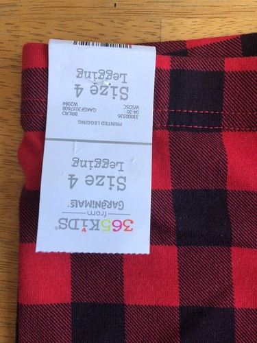 365 Kids from Garanimals Red & Black Buffalo Plaid Checked Legging Size 4 Girls - Picture 3 of 4
