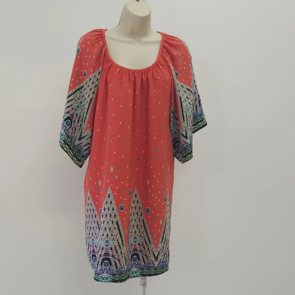 Voom By Joy Han Dress Womens Small Red Green Blue White Short Sleeve Ladies - Image 2 of 4