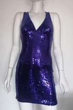 Therapy Purple Sequin Bodycon Short Dress  Low Back Cross Straps - UK8