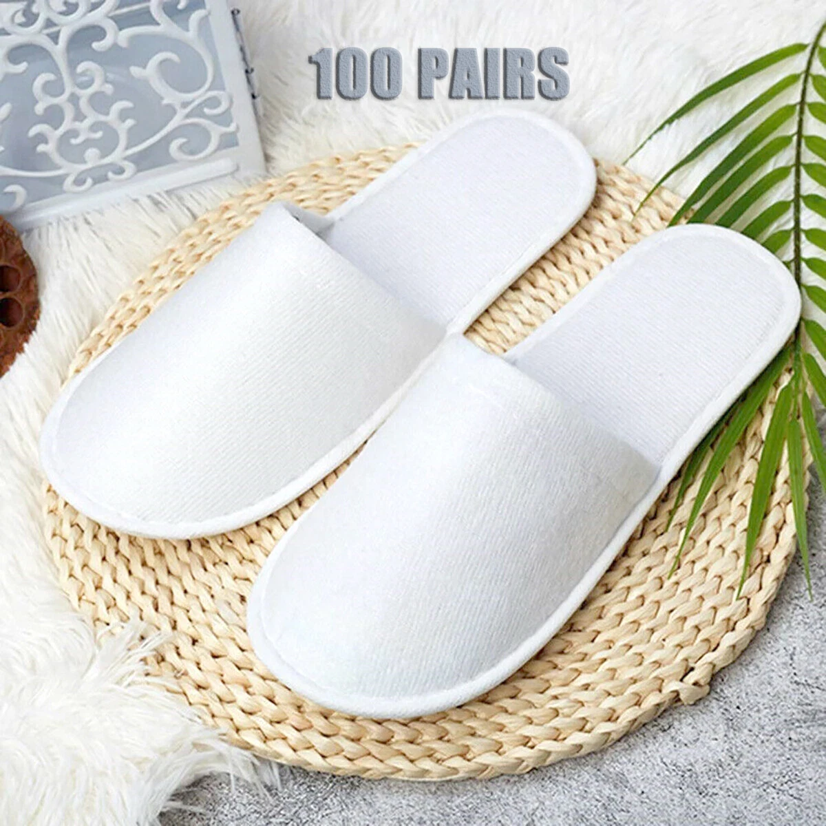 100 Pairs Disposable Slippers Closed Spa Slippers Non-Slip Home Guest |