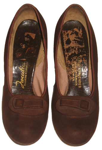 VTG 1950s TWEEDIES Brown Suede Leather Buckle Bow Tie Heels Pumps Bozeman,MT 6.5 - Picture 6 of 14