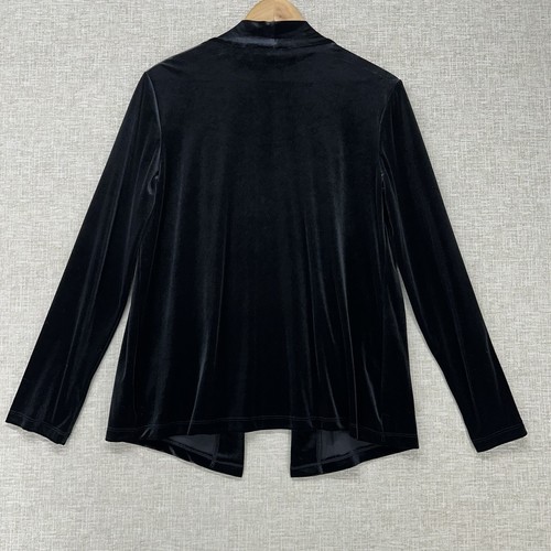 JM Collection Velour Cardigan Built in Tank Top Womens Size M Black Long Sleeve - Picture 5 of 12
