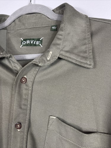 Orvis Fishing Button Up Shirt Hemp Tencel Green Short Sleeve Mens Size L - Picture 4 of 12