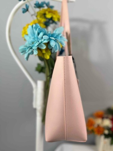 Borsa tote nuova con etichette MANSUR GAVRIEL italiana pelle saffiano piccola zip rosa dalia - Foto 4 di 9