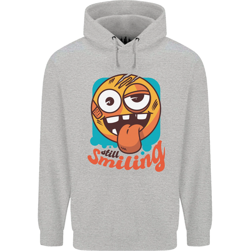 Still Smiling Funny Emoji Exhausted Tired Childrens Kids Hoodie - Picture 55 of 88