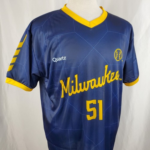 Freddy Peralta Soccer Jersey #51 Milwaukee Brewers Promo SGA Adult Medium MLB