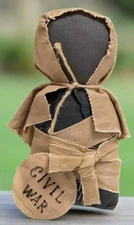 Primitive Early American Folk Art 8"Civil War Doll Black