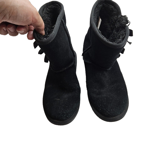 Stivali Koolaburra by Ugg taglia 5 scamosciati neri alla caviglia fiocco laterale sherpa foderati in pile