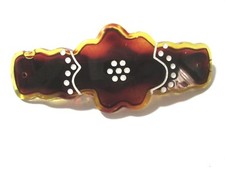Large Faux Tortoise Hair Clip Barrette Flower w Dots Vintage