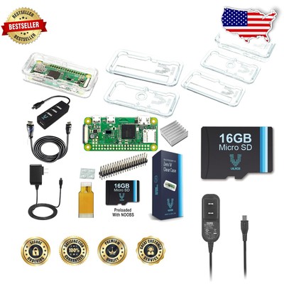 Raspberry Pi Zero W Complete Starter Kit - Clear Case & 7 Essential Accessories