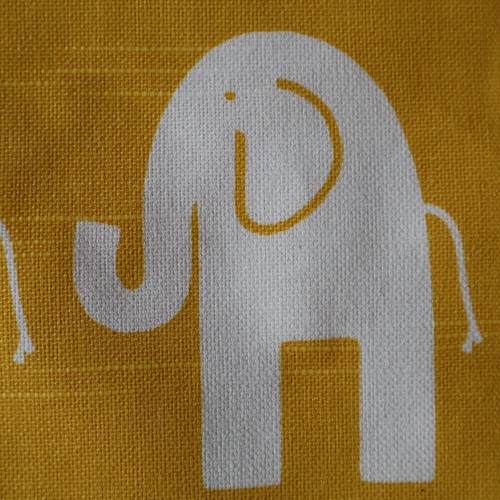 Vtg Premier Print Nursery Fabric "Ele" Elephant Corn Yellow, White Slub 2.1 yds - Picture 9 of 10
