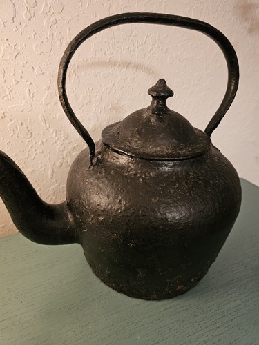Antique Late 19th Century Cast Iron Tea Kettle W/Original Lid-Very Good - Picture 2 of 11