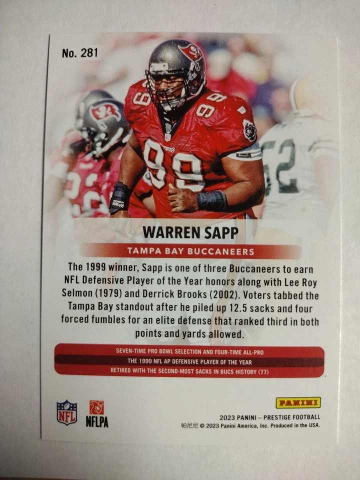 Warren Sapp 2023 Prestige Green Parallel #'d 91 of 199 - Image 2 of 2