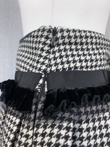 Monnalisa Italy Wool Blend Mini Skirt with Tulle Trim Houndstooth Plaid XS Youth - Picture 10 of 20