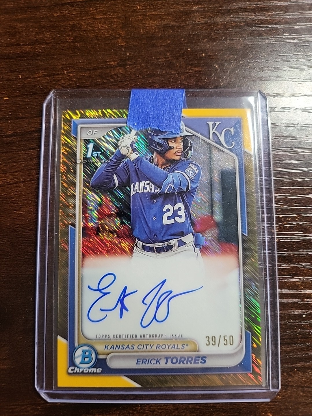 2024 Bowman Chrome Erick Torres 1st Auto Gold Shimmer /50 Royals Prospect MLB