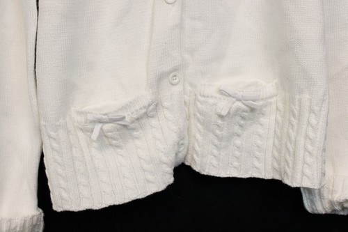 2009 Gymboree Valentine's Day White Knit Cardigan sz L 10-12 NWT Pocket Bow - Picture 3 of 9