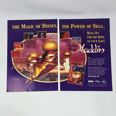 #ad Aladdin Sega Genesis Magic Power Print Ad Poster Promo Art $14.96
