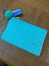 School Pencil Pouch Quilted Green/Blue